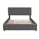 preview thumbnail 26 of 25, Queen Size Linen Upholstered Platform Bed w/ Trundle Wooden Bed Frame