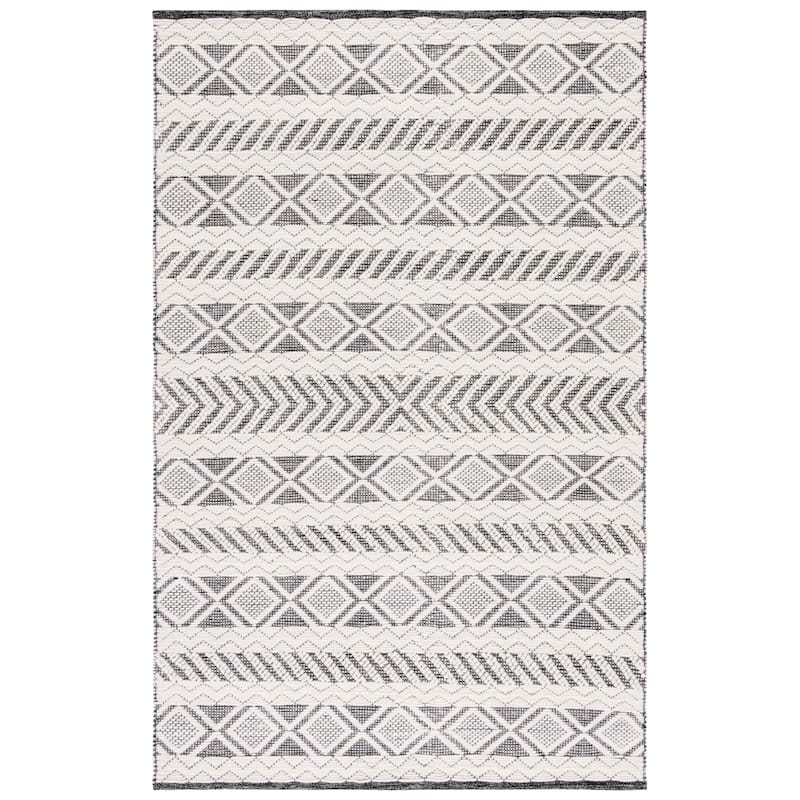 SAFAVIEH Handmade Vermont Julissa Wool Rug - 6' Square - Ivory/Black