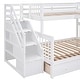preview thumbnail 13 of 43, L-Shaped Triple Bunk Bed with Stairs, Retractable Desk, Storage Drawers and Wardrobe, Twin & Twin Over Full Bunk Bed for 3