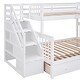 preview thumbnail 17 of 18, Versatility Galore Twin-Twin over Full L-Shaped Bunk Bed With 3 Drawers, Portable Desk and Wardrobe, Maximized space, White