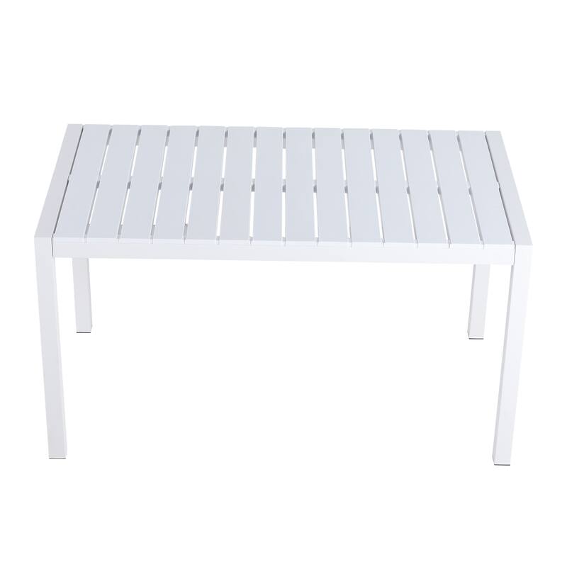 55 Inch White Modern Long Table - Indoor/Outdoor Multi-Purpose Dining Table, Patio Table, Garden Table - Lightweight PP Tabletop
