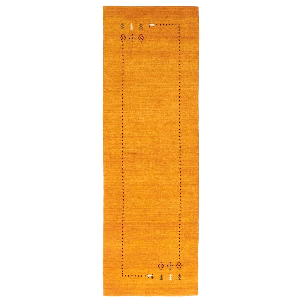 ECARPETGALLERY Hand Loomed Kashkuli Gabbeh Orange Wool Rug - 2'6 x 7'10