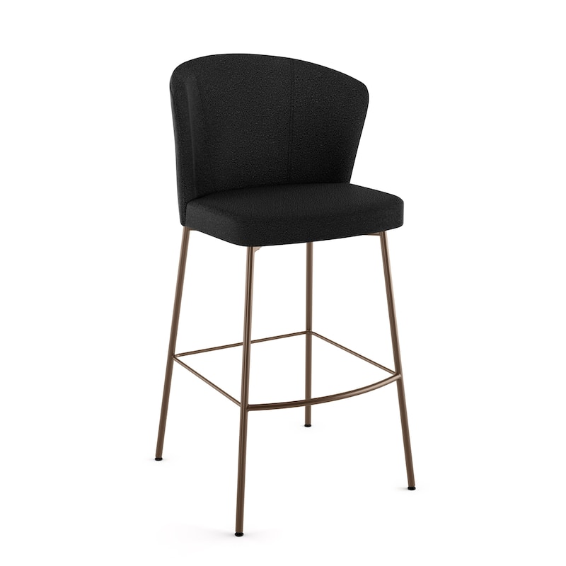 Amisco Camilla Counter and Bar Stool - Charcoal Grey Bouclé Polyester / Bronze Metal - Bar Height
