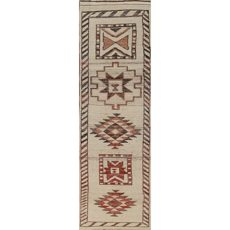 Beige Anatolian Runner Rug Handmade Wool Carpet - 2'9"x 11'2"