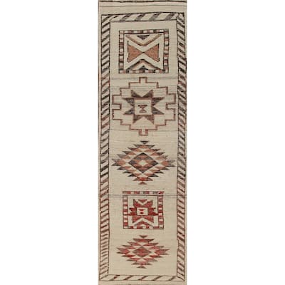 Beige Anatolian Runner Rug Handmade Wool Carpet - 2'9"x 11'2"