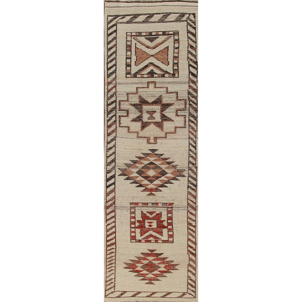 Beige Anatolian Runner Rug Handmade Wool Carpet - 2'9"x 11'2"