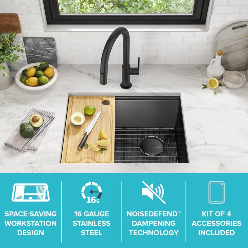 KRAUS Kore Workstation Undermount Stainless Steel Kitchen Sink