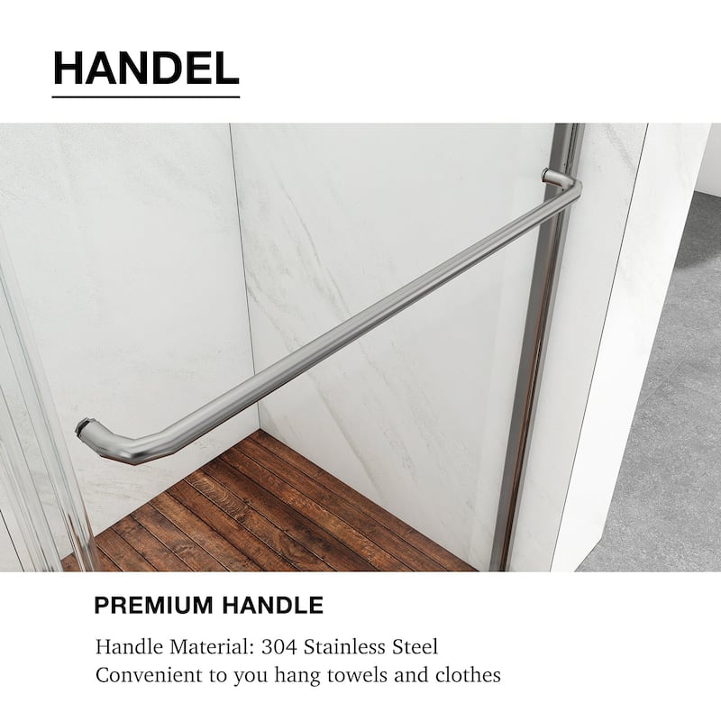 48/54/60 Inch Double Sliding Framed Shower Door with Clear Tempered Glass