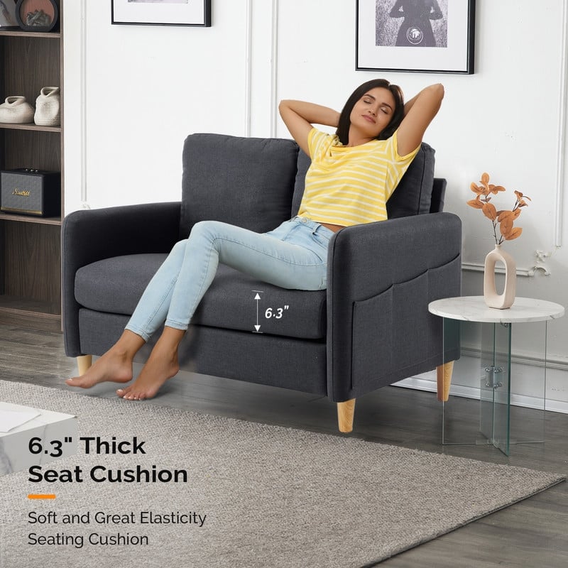 47 in. Modern Comfy Couch Loveseat with Side Storage For Living Room