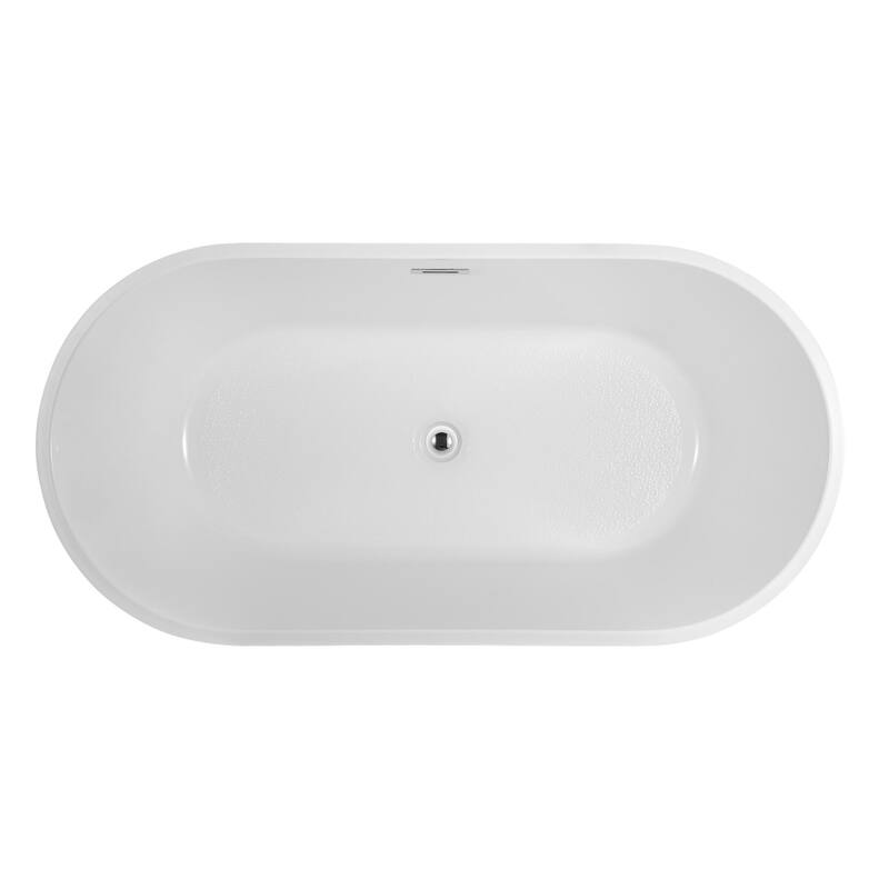 Vanity Art 54" Non-Slip Acrylic Freestanding Soaking Bathtub with Slotted Overflow & Pop-up Drain