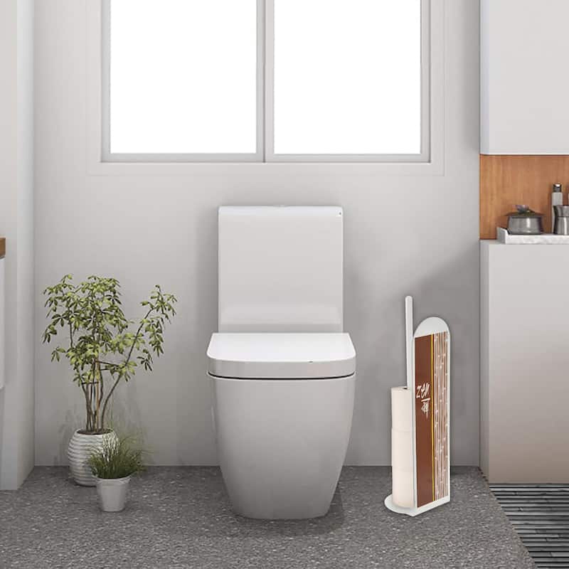 Zen Brown Freestanding Toilet Paper Holder - Brown, Beige, Green - 5"L x 5"W x 19"H