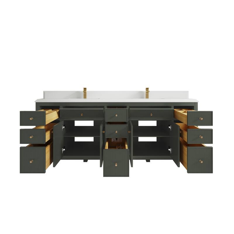 Willow Collections 84 in. W x 22 in. D Sonoma Free Standing Reeded Double Sink Bathroom Vanity with Countertop