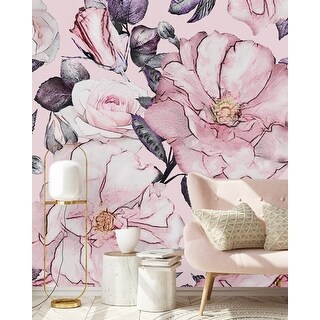 Large Pink Flowers Wallpaper Peel and Stick and Prepasted - Bed Bath ...