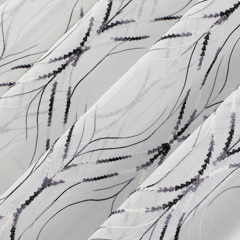 No. 918 Raina Space Dyed Trellis Embroidery Sheer Rod Pocket Curtain Panel, Single Panel