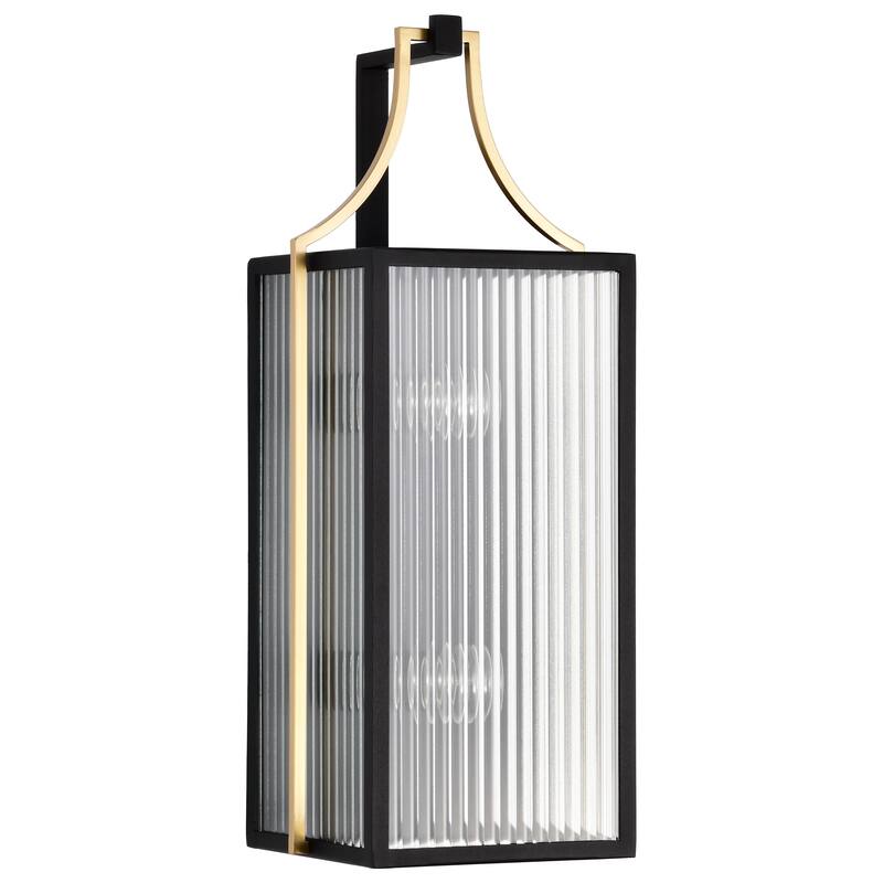 Holden Large Outdoor Lantern Gold and Black Finish Clear Glass - Black / Gold