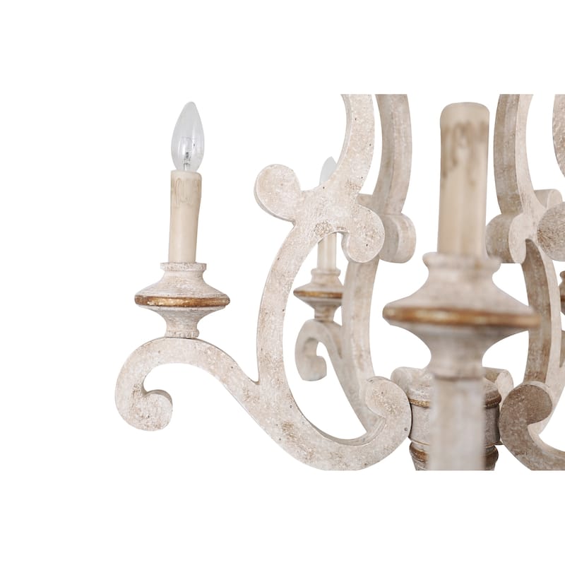 Oaks Aura French Country 5-Light Wood Rustic Pendant Ceiling Light ,Farmhouse Shabby Chic Candle Chandelier
