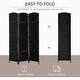 preview thumbnail 3 of 15, HomCom 6' Tall Wicker Weave Three Panel Room Divider Privacy Screen - Black Wood