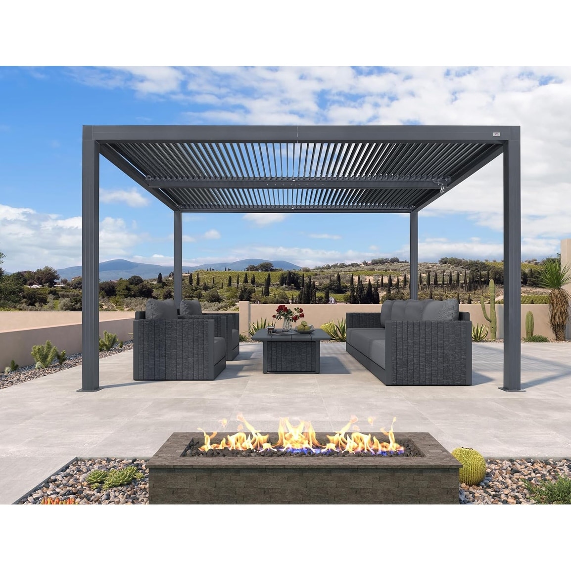 PURPLE LEAF Louvered Pergola Outdoor Aluminum Pergola with Adjustable Roof for Patio Hardtop Gazebo