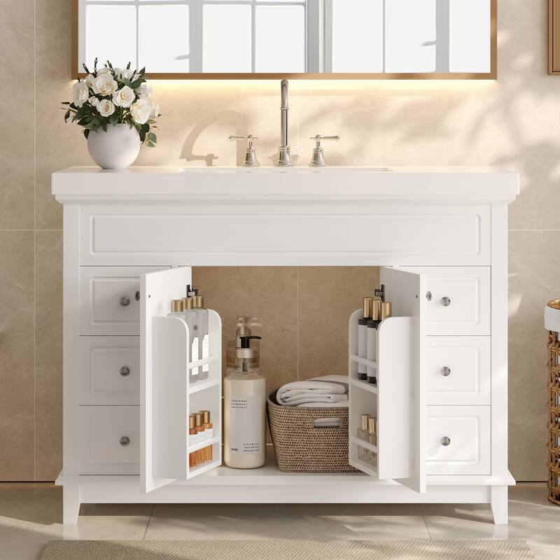 36" Bathroom Vanity with Sink, Ceramic Sink, 2 Tip-out Drawers, Soft Close Door Hinges