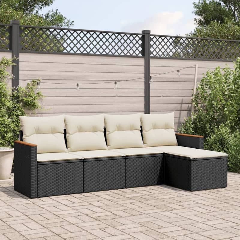 vidaXL Garden Sofa Set Black - 24.4 x 24.2 x 27.2 - Black and cream Large Without table