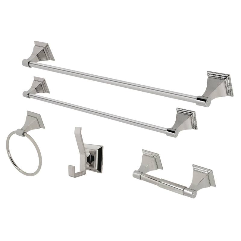 Kingston Brass Monarch 5 Piece Bathroom Package with 18" and 24" Towel - Polished Nickel