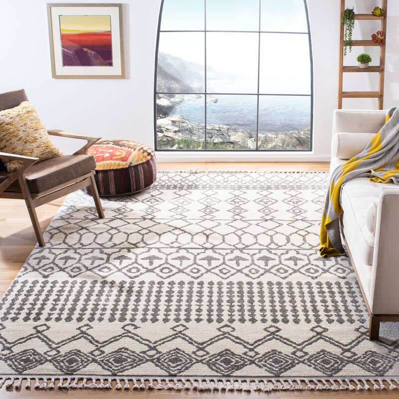 SAFAVIEH Kasbah Mihoko Moroccan Tassel Rug - 8' x 10' - Ivory/Grey