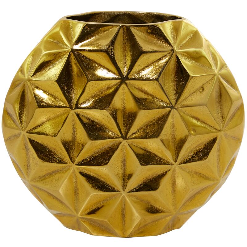 CosmoLiving by Cosmopolitan Aluminum Metal Faceted Geometric Vase - Black, Silver, Gold