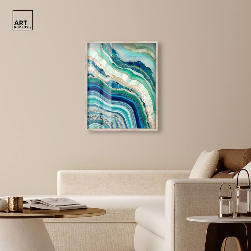 Blue Green Abstract Agate II Shadowbox by Art Remedy