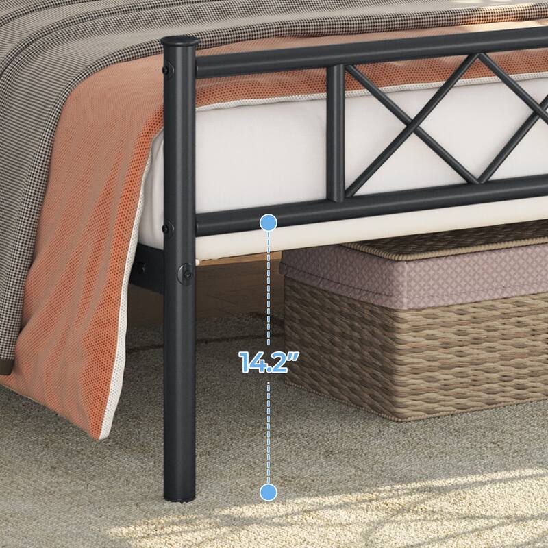 Yaheetech Simple Metal Bed Frame Bed Base, Black, Twin Size