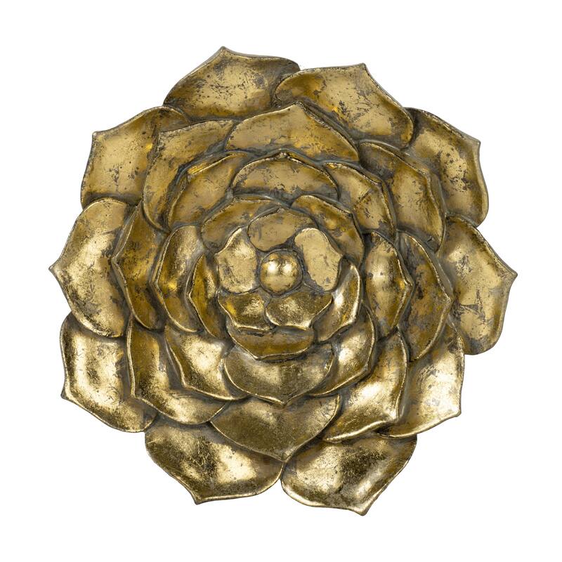 D10x1.4" Succulent Wall Plaque - Gold