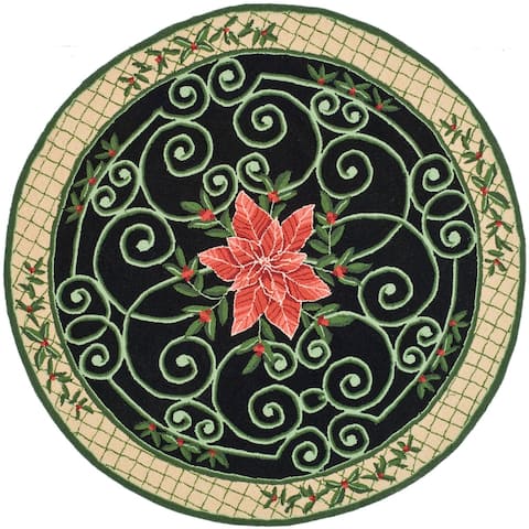 SAFAVIEH Handmadae Chelsea Alysa Holiday Poinsettia Wool Rug