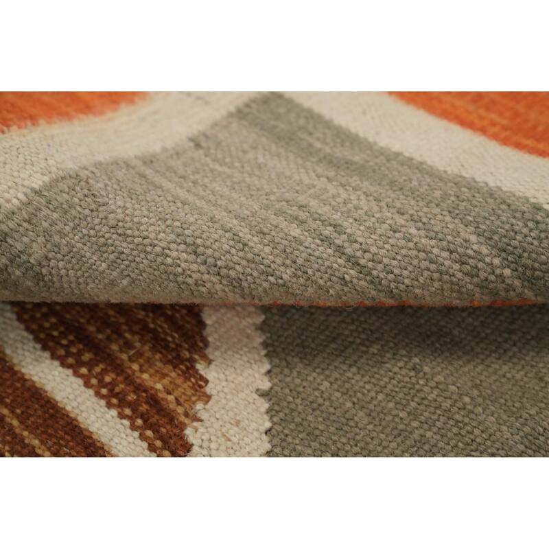 Hand Woven Oriental 100% Wool Carpet Southwestern Modern Greys & Charcoal Kilim Area Rug - 9' 0'' X 5' 8''