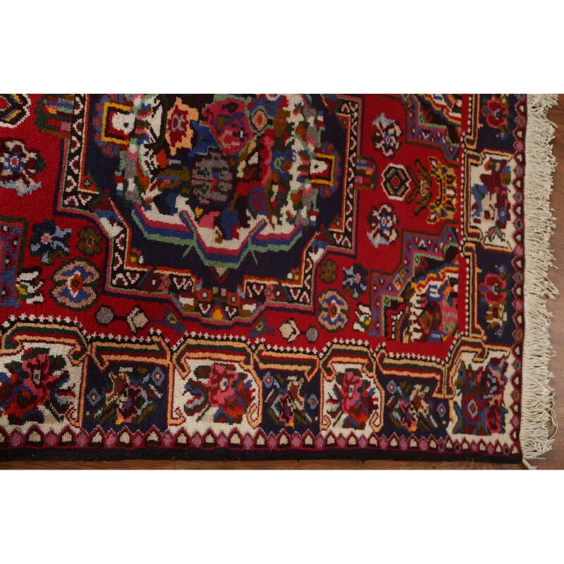 Hand Knotted Oriental 100% Wool Carpet Traditional Medallion Red Bakhtiari Area Rug - 4' 10'' X 3' 8''