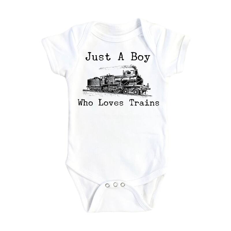 Train Love Boy - Baby Boy Girl Clothes Infant Bodysuit Funny Cute Newborn - White - Newborn