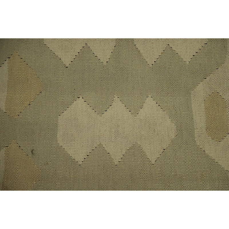 Hand Woven Oriental 100% Wool Carpet Southwestern Tribal Green Kilim Area Rug - 9' 4'' X 6' 1''