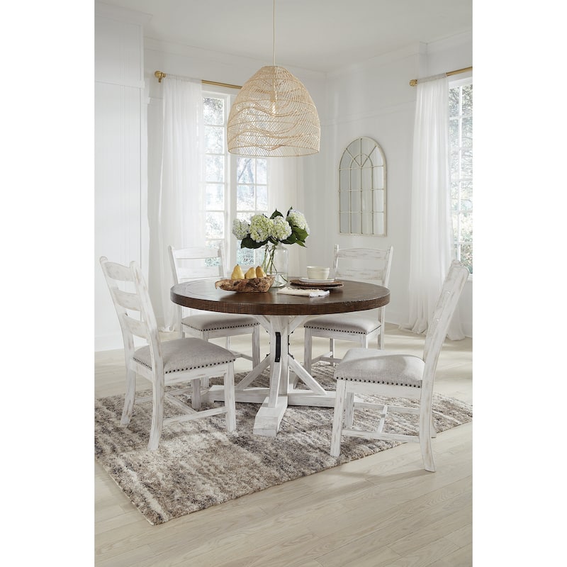 Signature Design by Ashley Valebeck Brown/White/Beige 5-Piece Dining Package - 54" W x 54" D x 30.13" H - Multi