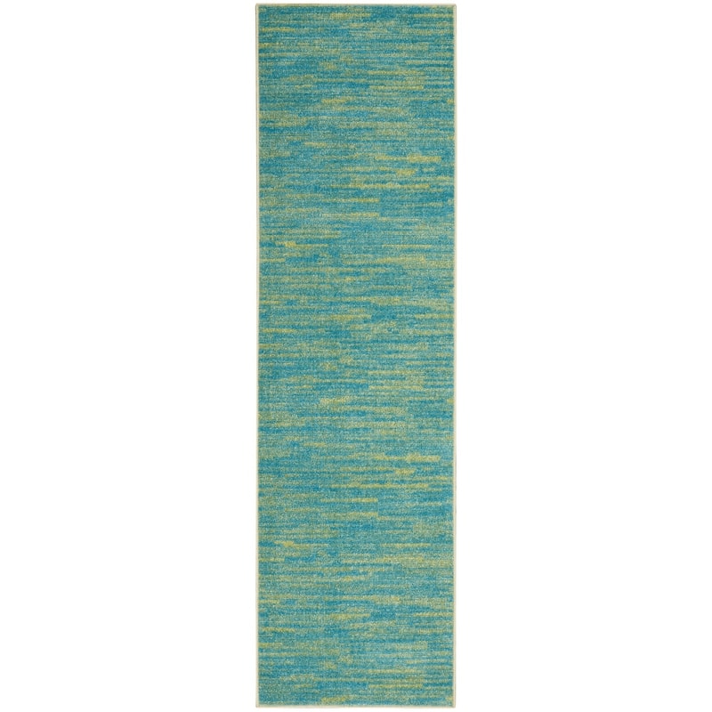 Nourison Essentials Solid Contemporary Indoor/Outdoor Area Rug - 10' Runner - Blue/Green