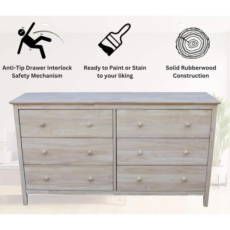 International Concepts Solid Wood Bedroom Dresser