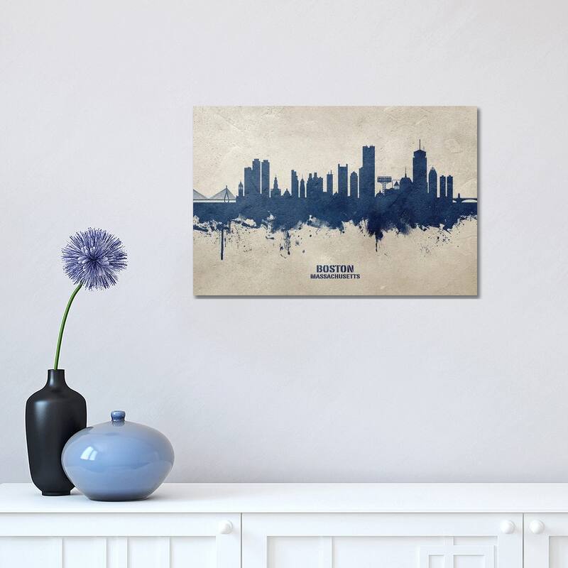 iCanvas "Boston Massachusetts Skyline Concrete" by Michael Tompsett Canvas Print - 12x18x1.5
