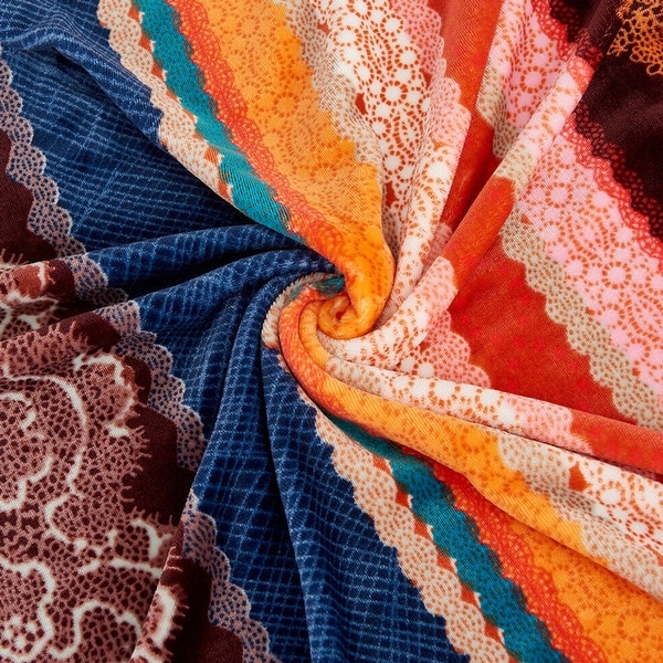 Large Boho Blanket Geometric Flannel Blanket Queen Colorful Boho