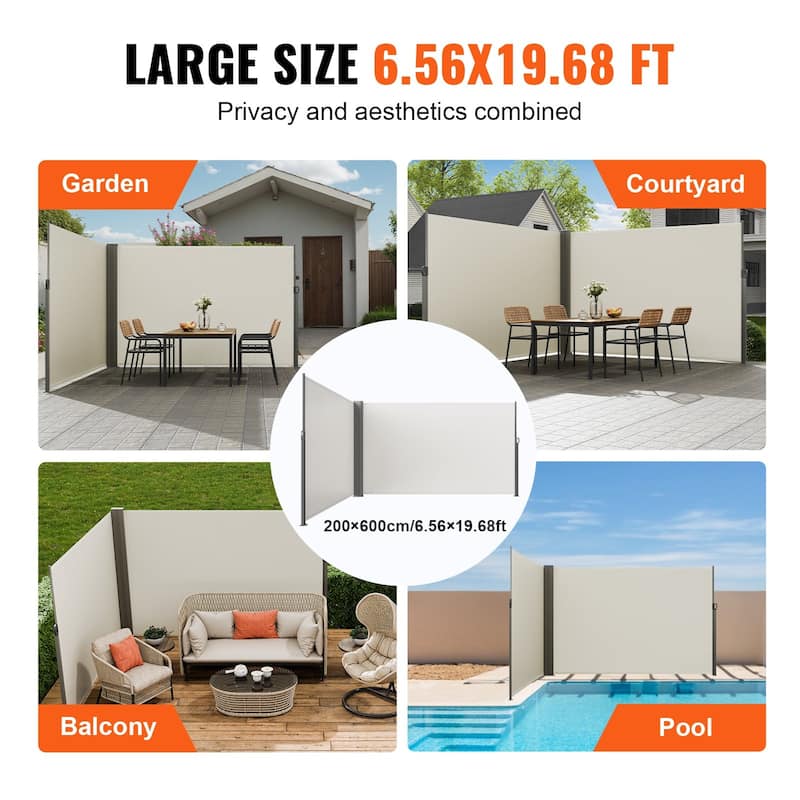 79''x 236'' Patio Retractable Side Awning Privacy Screen with Spring Handle Perfect for Outdoor Use