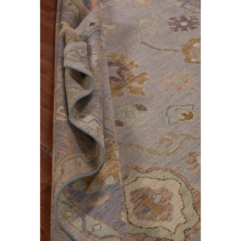 Hand Knotted Oriental 100% Wool Carpet Transitional All-Over Greys & Charcoal Oushak Area Rug - 10' 7'' X 7' 11''