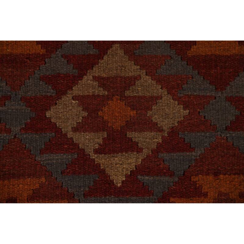 Tribal Geometric Kilim Oriental Area Rug Hand-woven Wool Carpet - 5'0" x 6'6"