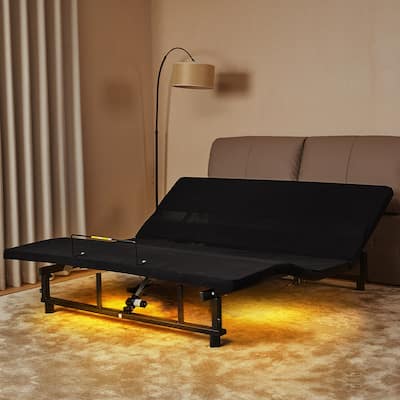 Adjustable Bed Base Frame Head and Foot Incline Quiet Motor King Size Zero Gravity, 4 Ports USB, Under-Bed Nightlight