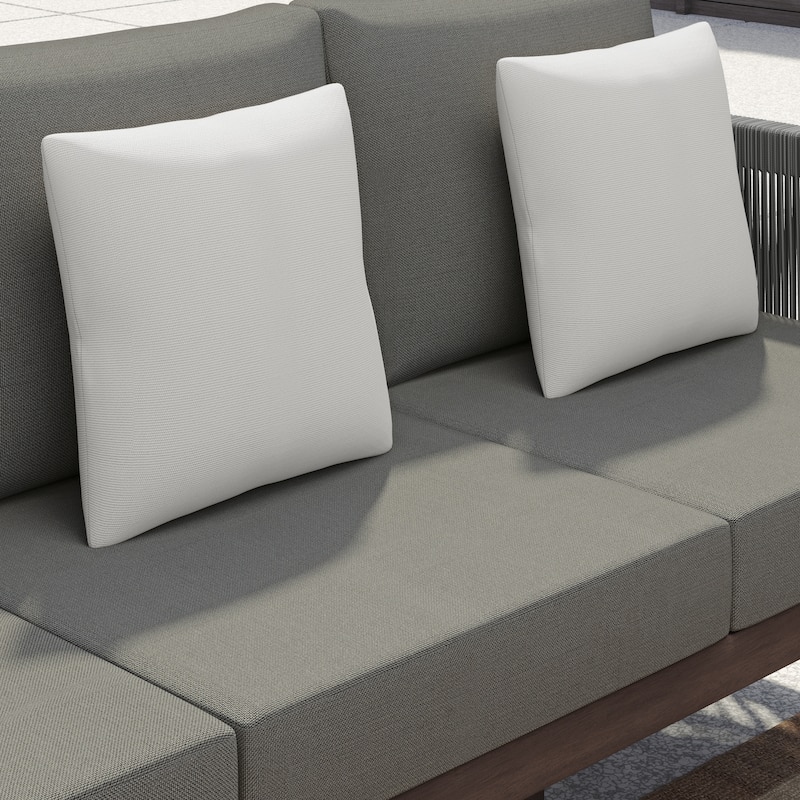 Corvus Iona 4-piece Patio Eucalyptus Wood and Rope Sofa Seating Set with Sunbrella Fabric