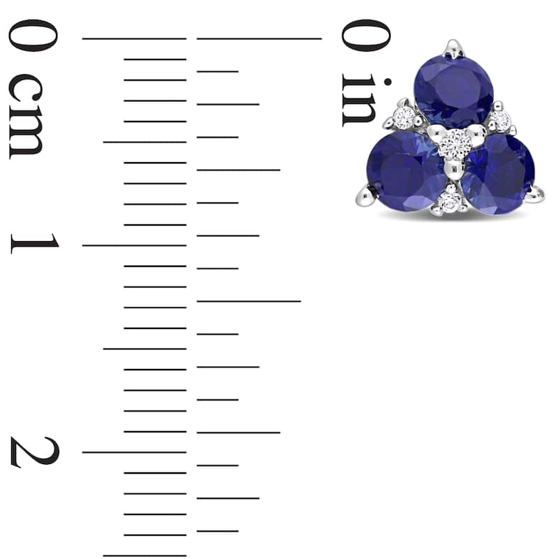 Miadora 1 7/8ct TGW Created Blue Sapphire and Created White Sapphire Earrings Sterling Silver
