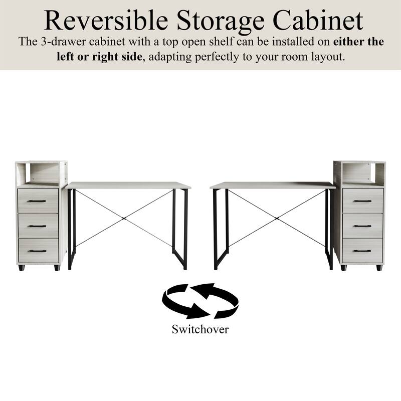 CraftPorch Shabby Chic Writing Desk with Side Cabinet