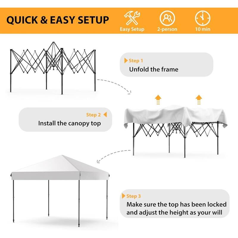 10x10FT Canopy Tent Pop Up Canopy - Waterproof & Uv Resistant