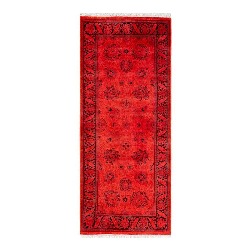 Fine Vibrance, One-of-a-Kind Hand-Knotted Runner Rug - Orange, 2' 6" x 6' 1" - 2' 6" x 6' 1"