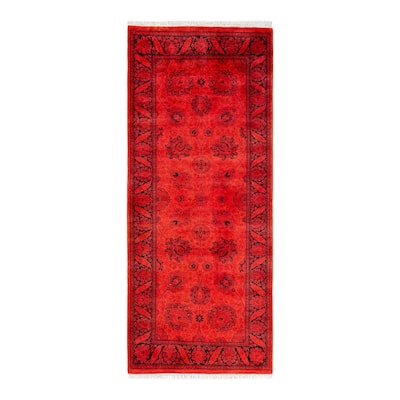 Fine Vibrance, One-of-a-Kind Hand-Knotted Runner Rug - Orange, 2' 6" x 6' 1" - 2' 6" x 6' 1"